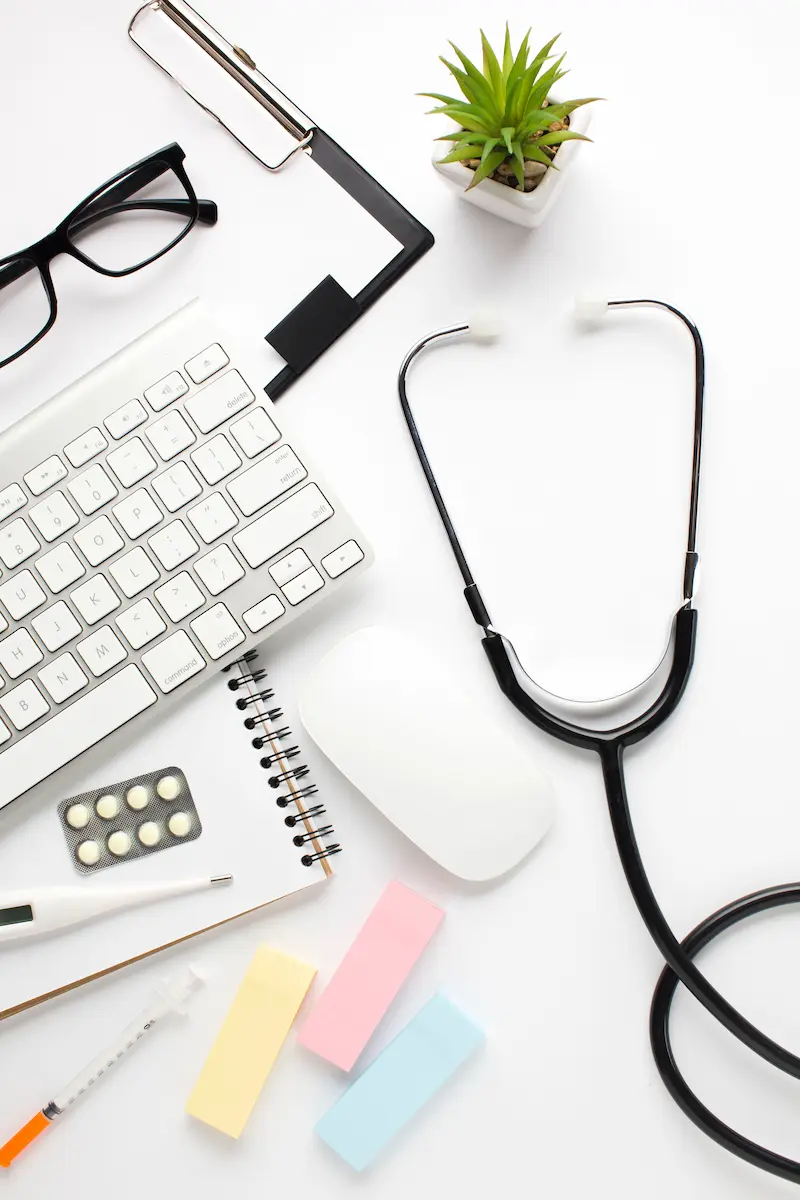 Overhead View Medical Accessories White Surface